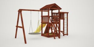 Детская площадка Савушка Мастер 3 с подвесными качелями 1 метр (Махагон)